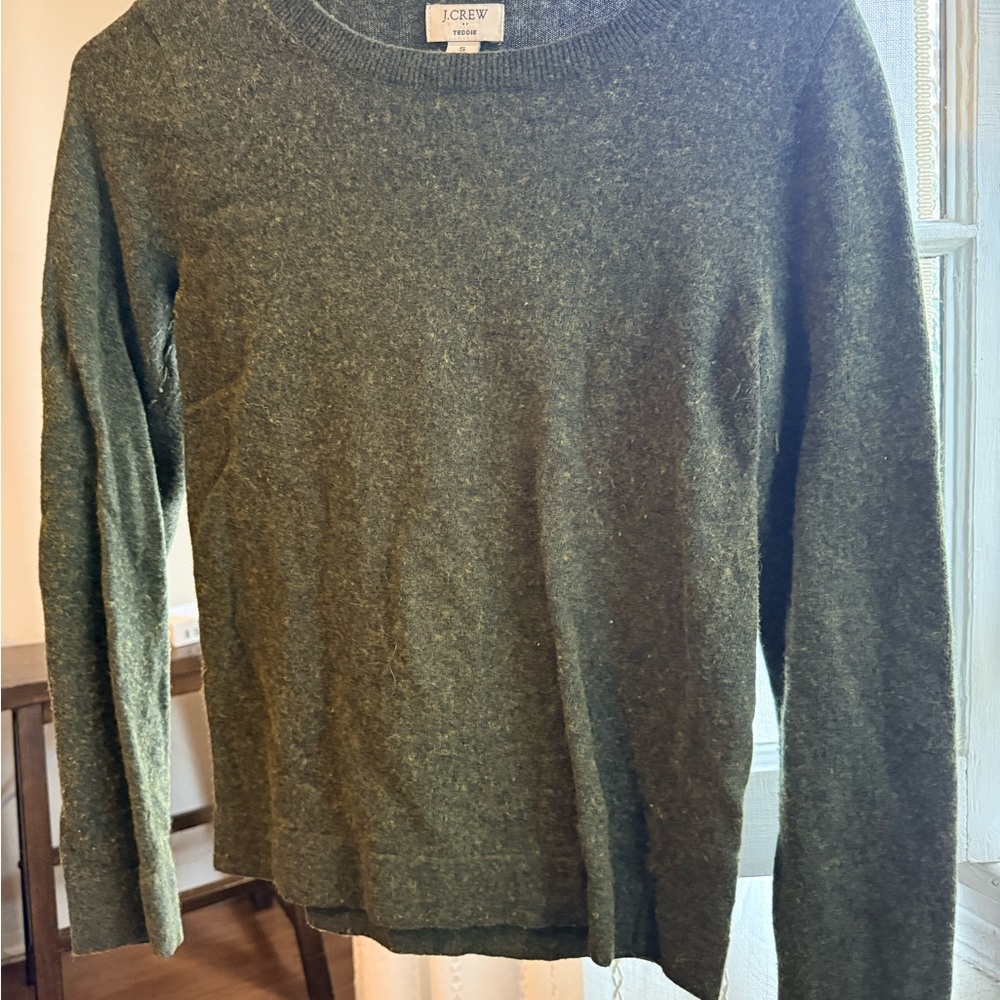 J. Crew Women’s Olive Crewneck Sweater cotton/wool blend Size S